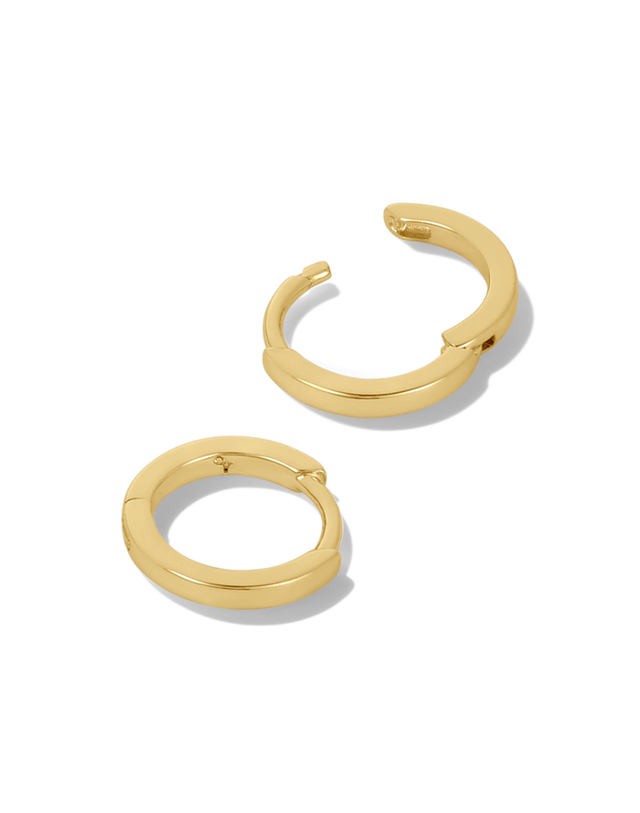 Square Huggies earrings in gold, style B product shot on white background
